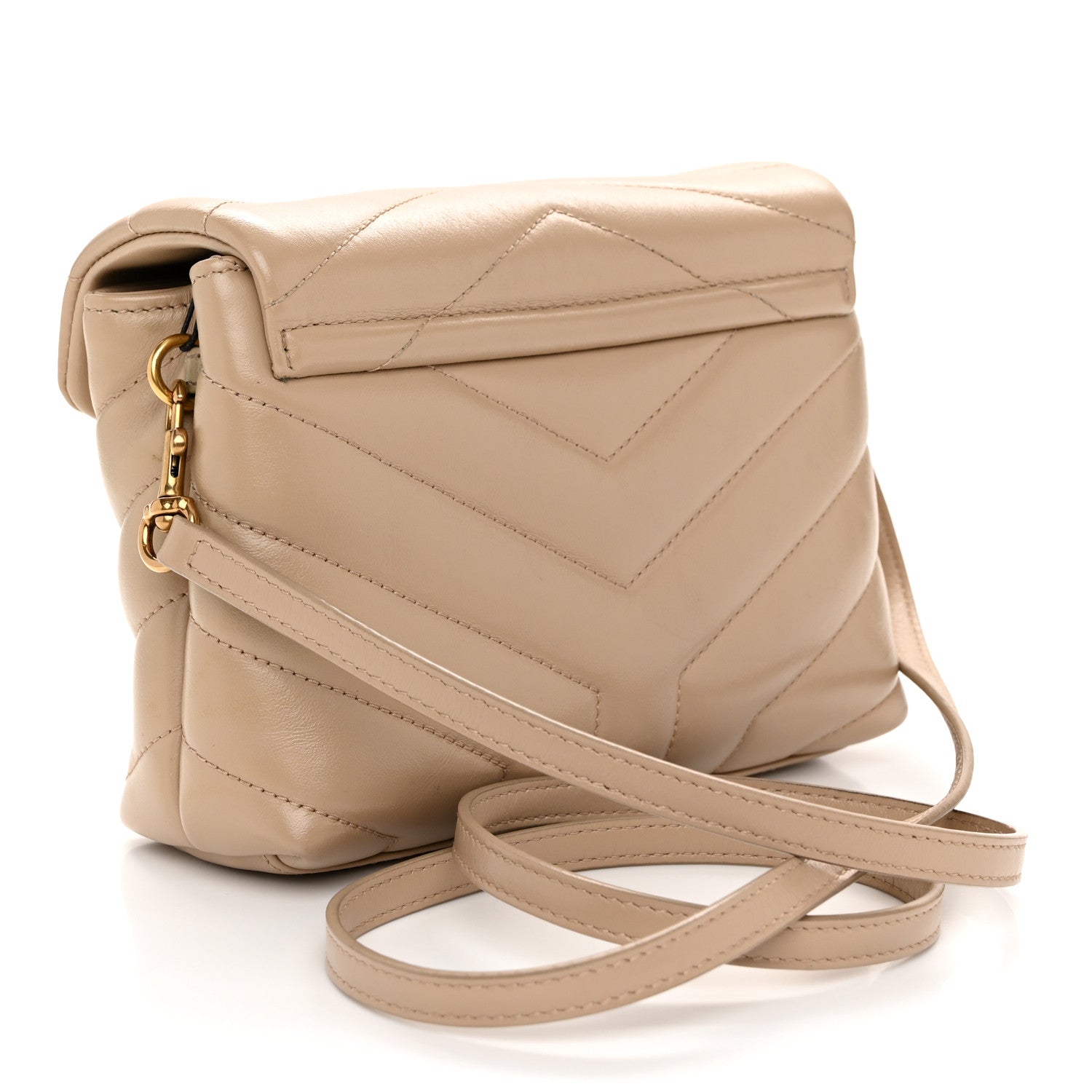 Saint Laurent Calfskin Y Quilted Monogram Toy Loulou Crossbody Bag Dark Beige 3 of 11