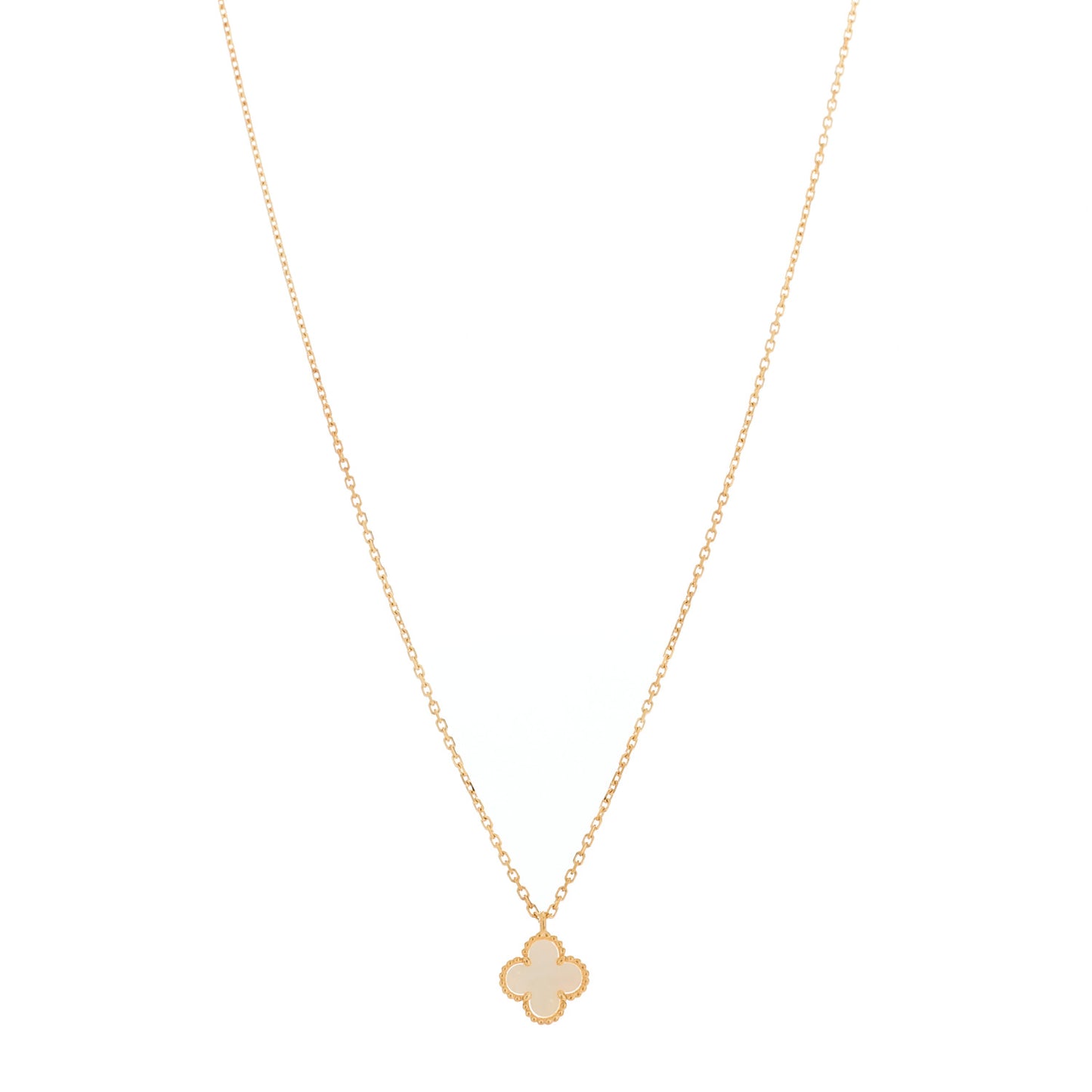 18K Yellow Gold Mother of Pearl Sweet Alhambra Pendant Necklace