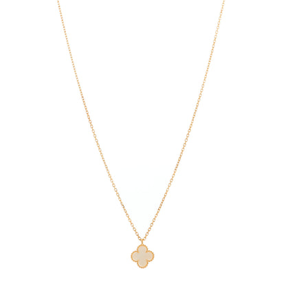 Van Cleef & Arpels 18K Yellow Gold Mother of Pearl Sweet Alhambra Pendant Necklace 1 of 5