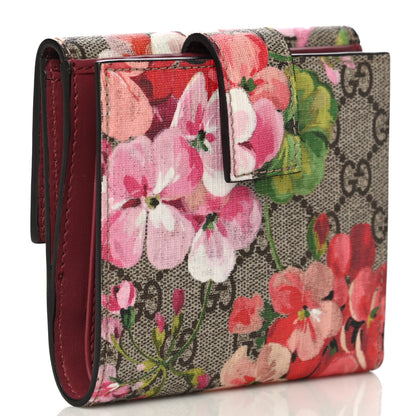 Gucci GG Supreme Monogram Blooms French Flap Wallet Beige Multicolor Dry Rose 3 of 12