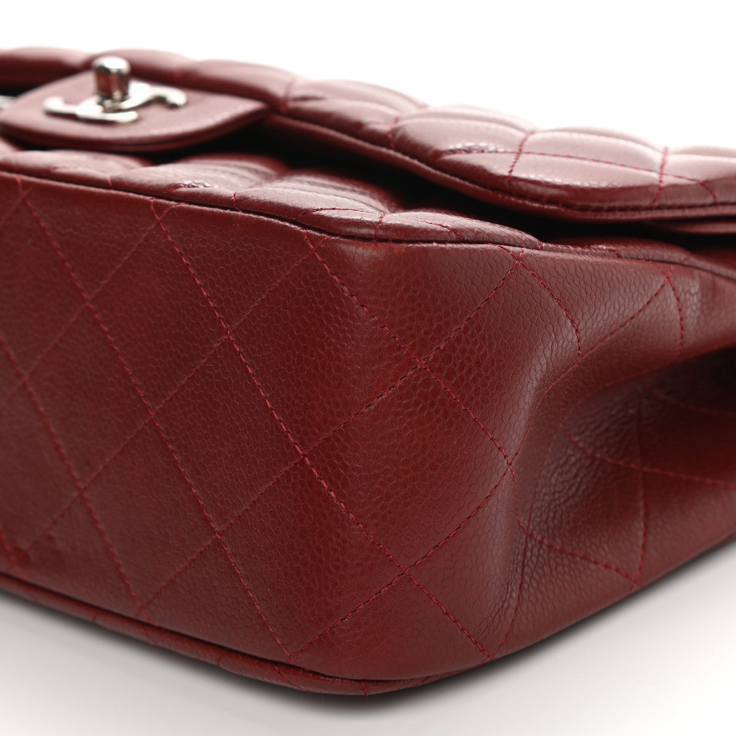 Chanel Caviar Quilted Jumbo Double Flap Burgundy 9 of 11