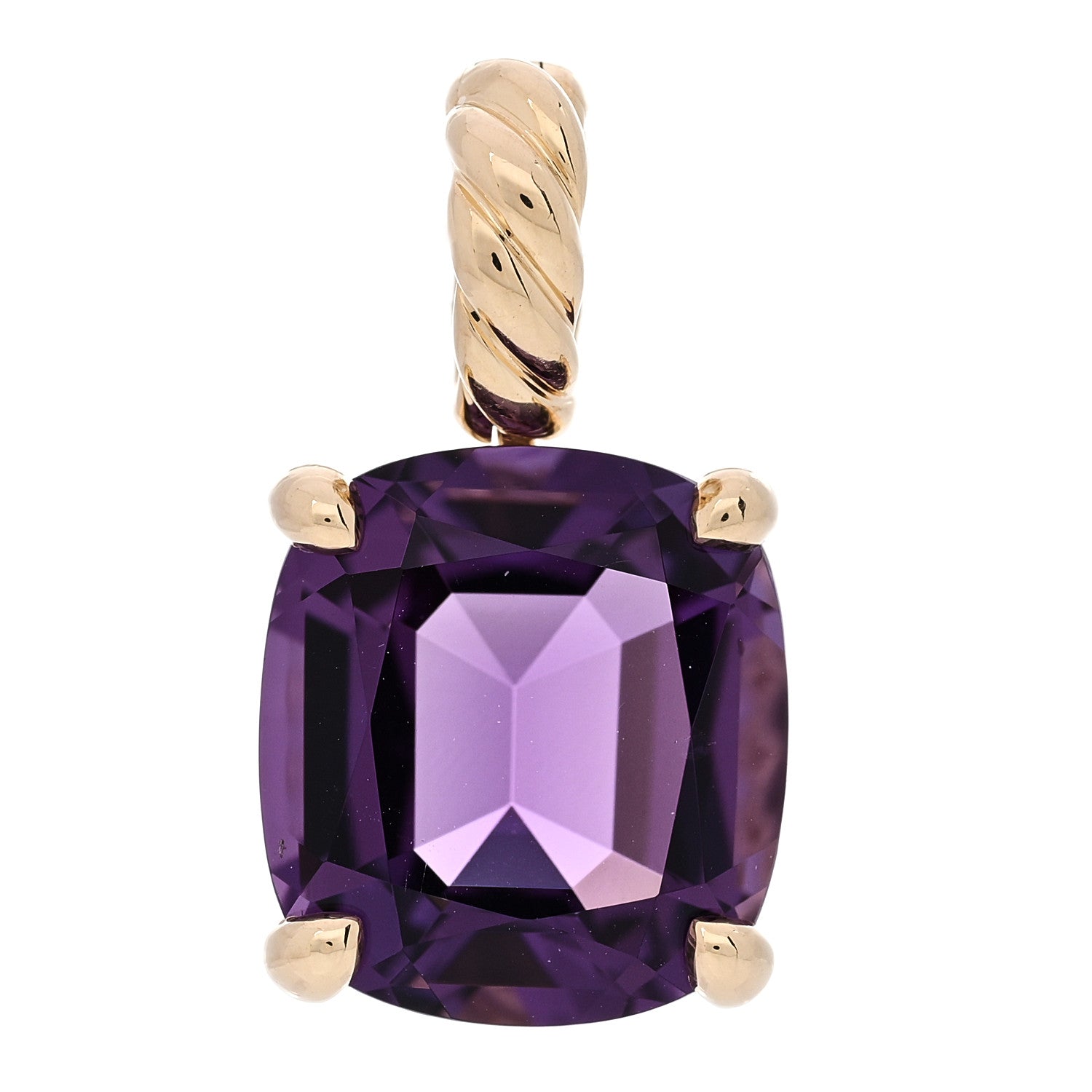 David Yurman 18K Yellow Gold Amethyst 12mm Marbella Pendant 1 of 4