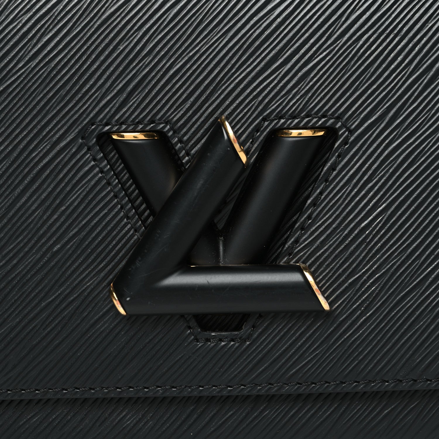 Louis Vuitton Epi Twist Shoulder Bag MM Matte Black Gold 7 of 10
