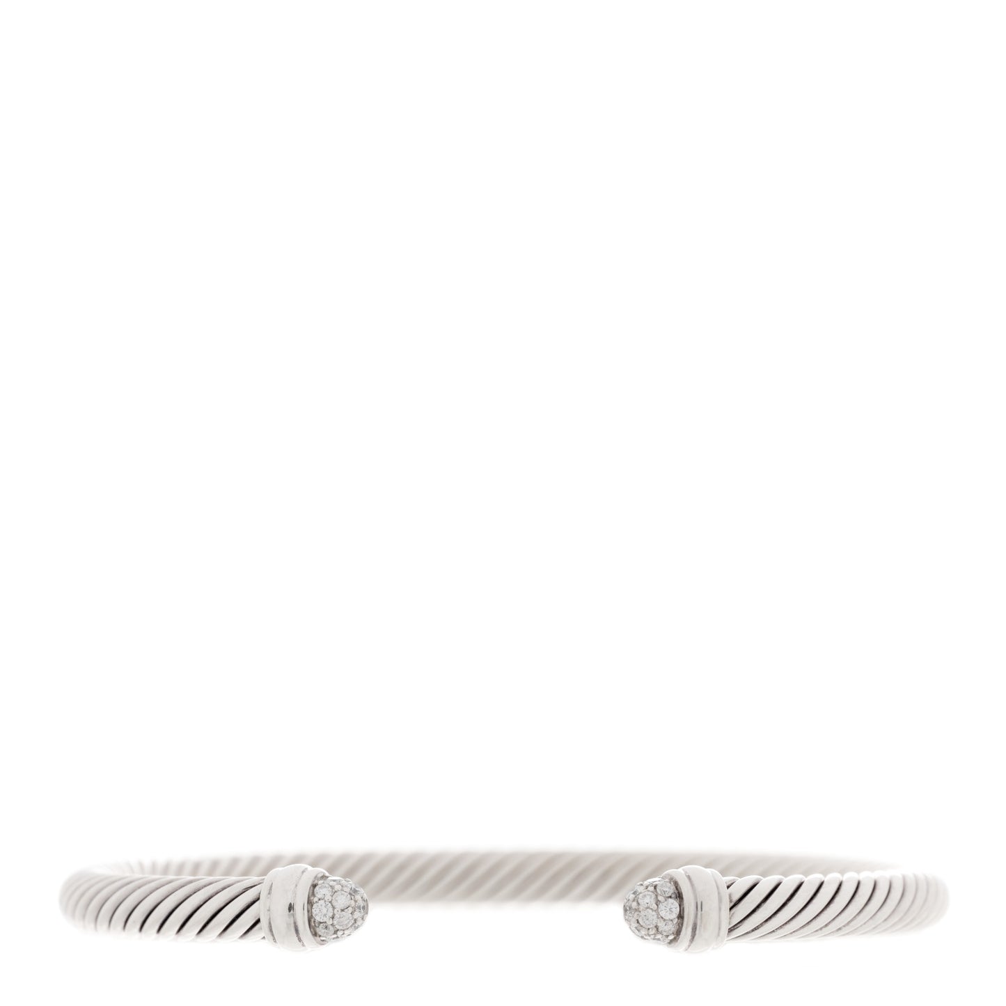 Sterling Silver Pave Diamond 5mm Cable Classics Bracelet