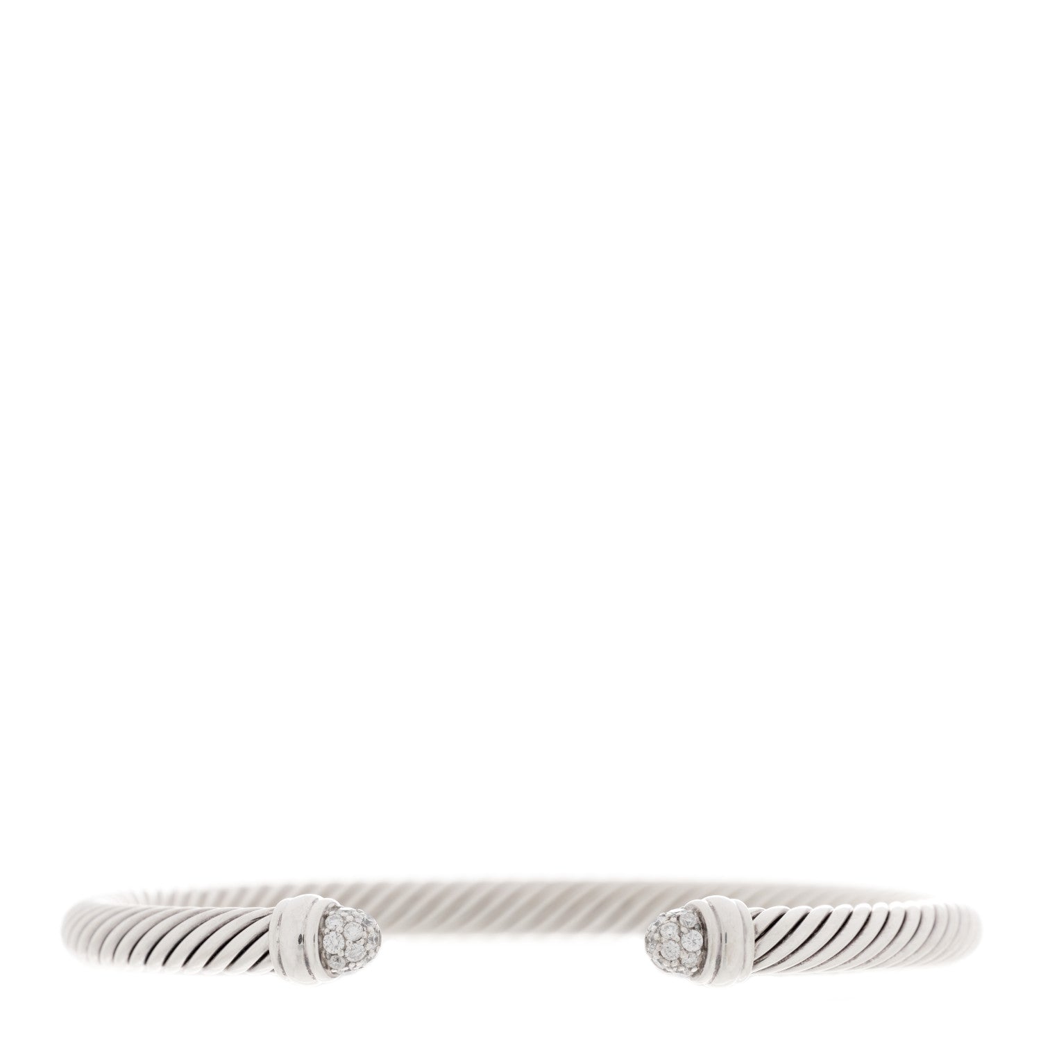 David Yurman Sterling Silver Pave Diamond 5mm Cable Classics Bracelet 1 of 3