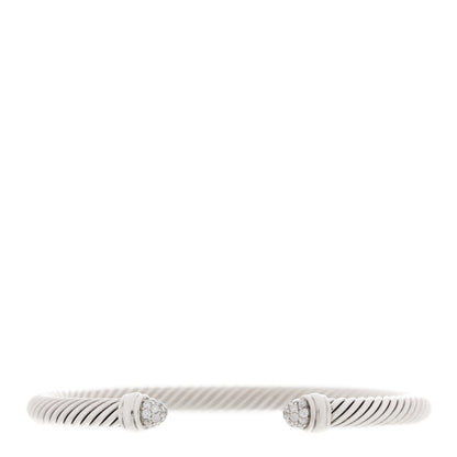 David Yurman Sterling Silver Pave Diamond 5mm Cable Classics Bracelet 1 of 3