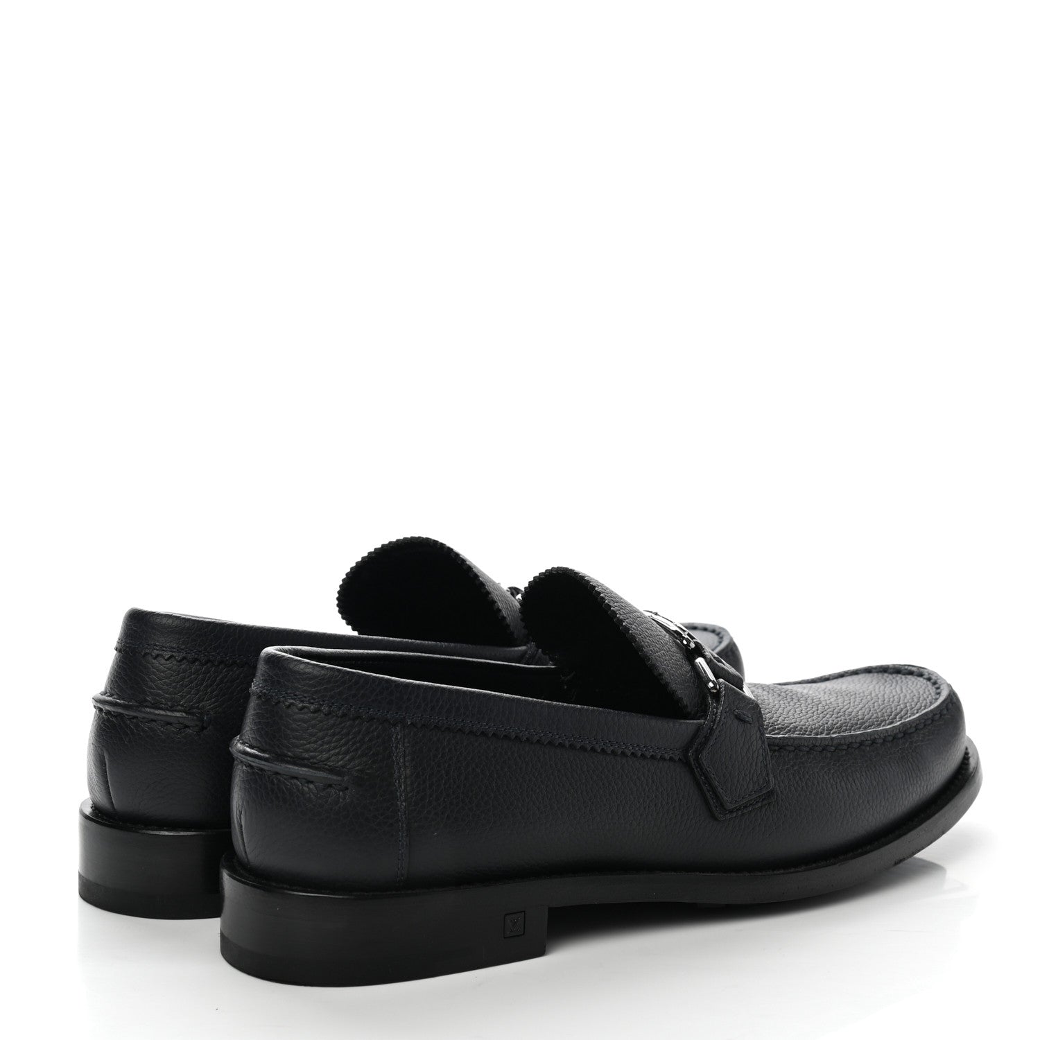 Louis Vuitton Calfskin Mens Major Loafers 7 Navy Blue 4 of 9