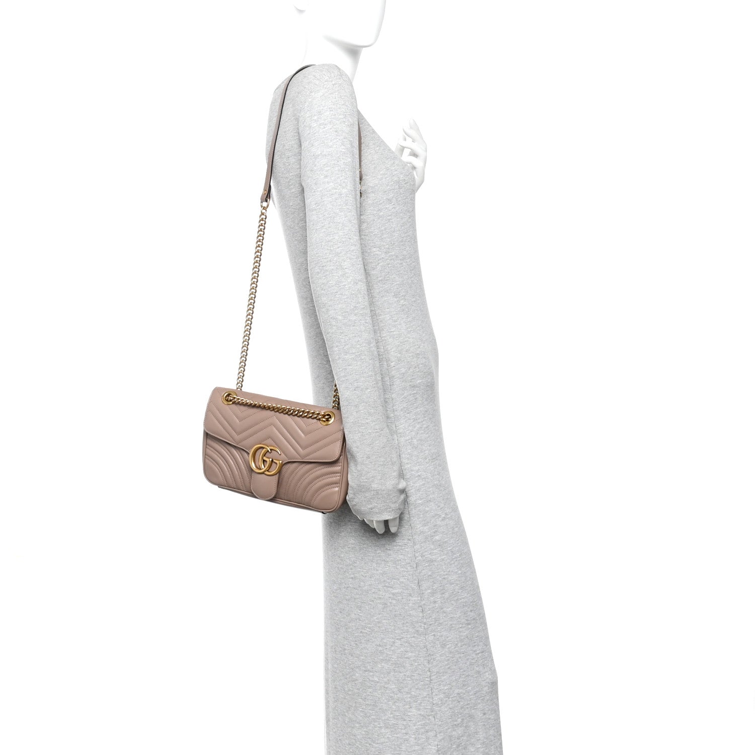 Gucci Calfskin Matelasse Small GG Marmont Shoulder Bag Porcelain Rose 2 of 10
