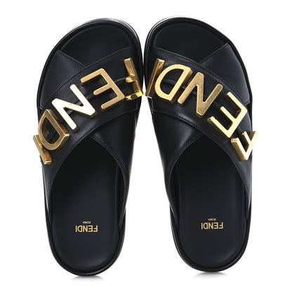 Fendi Vitello Womens Fendigraphy Slide Sandals 36 Black 2 of 14