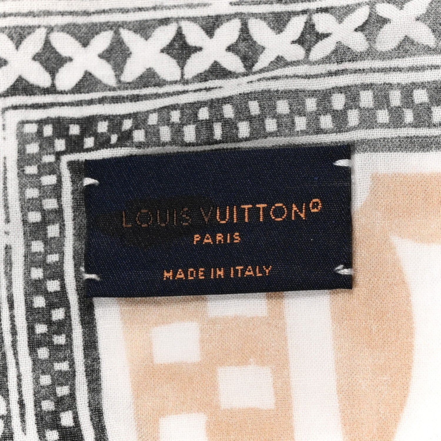 Louis Vuitton Cotton Monogram Tile Scarf Beige 3 of 4