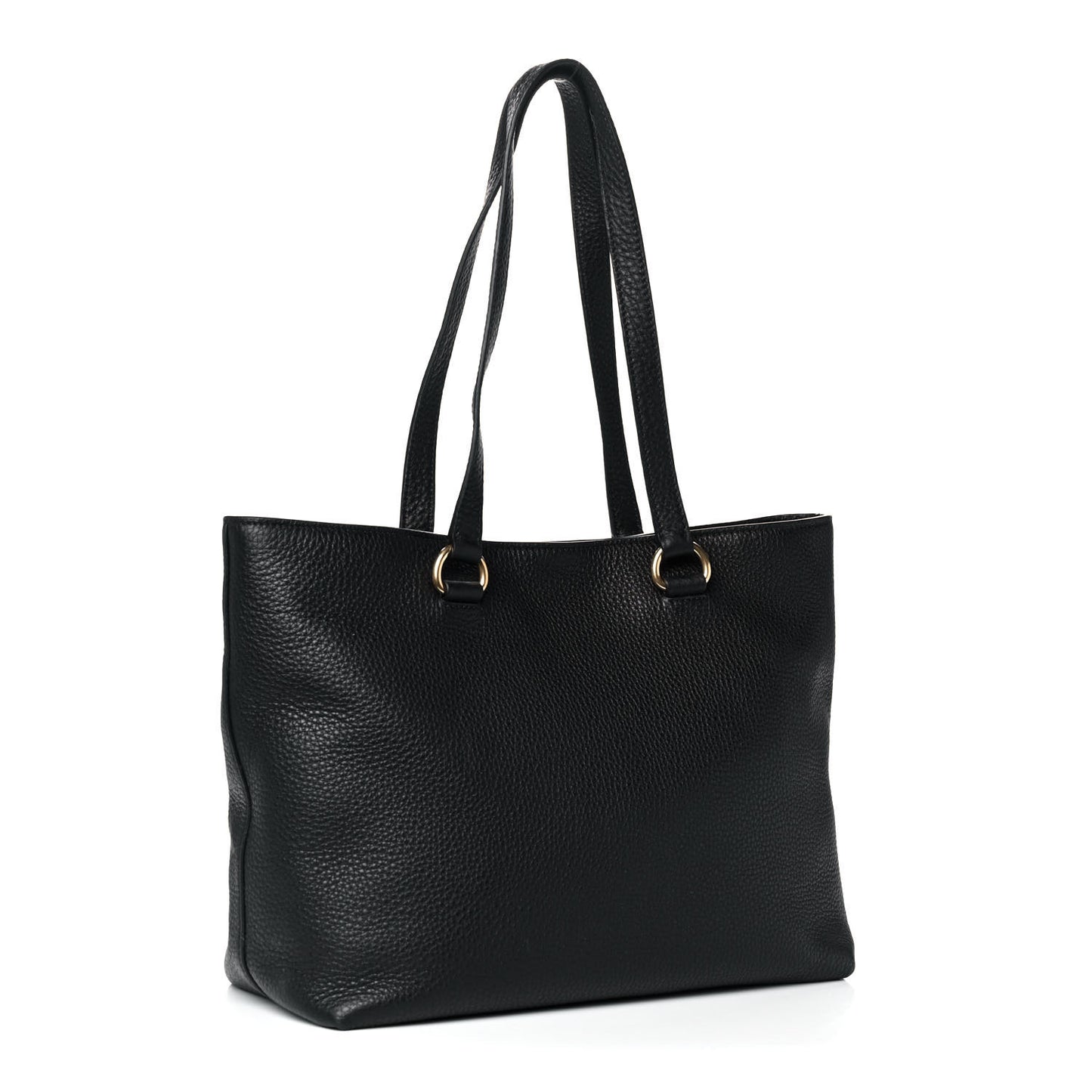 Vitello Daino Embossed Logo Tote Black