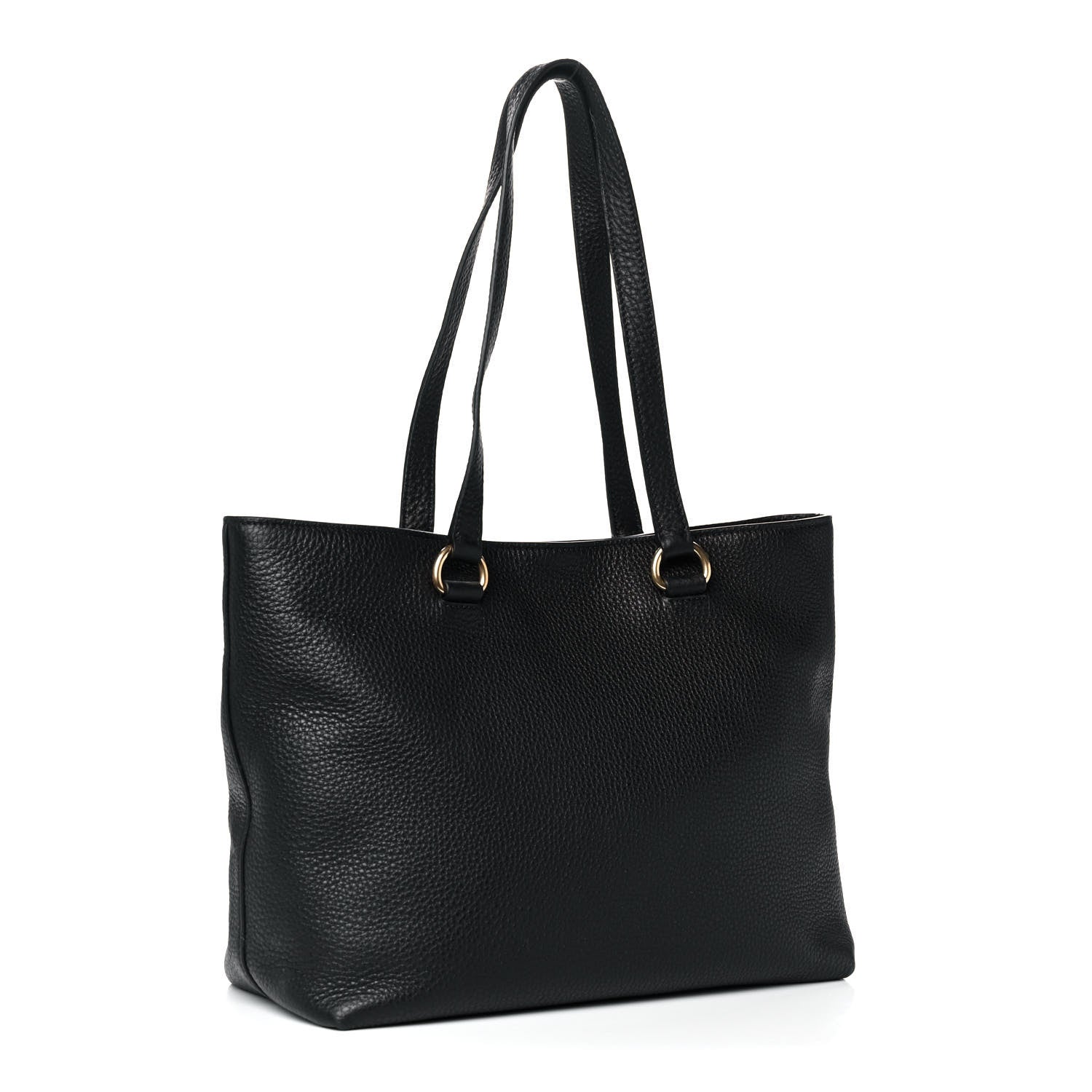 Prada Vitello Daino Embossed Logo Tote Black 3 of 12