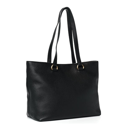Prada Vitello Daino Embossed Logo Tote Black 3 of 12