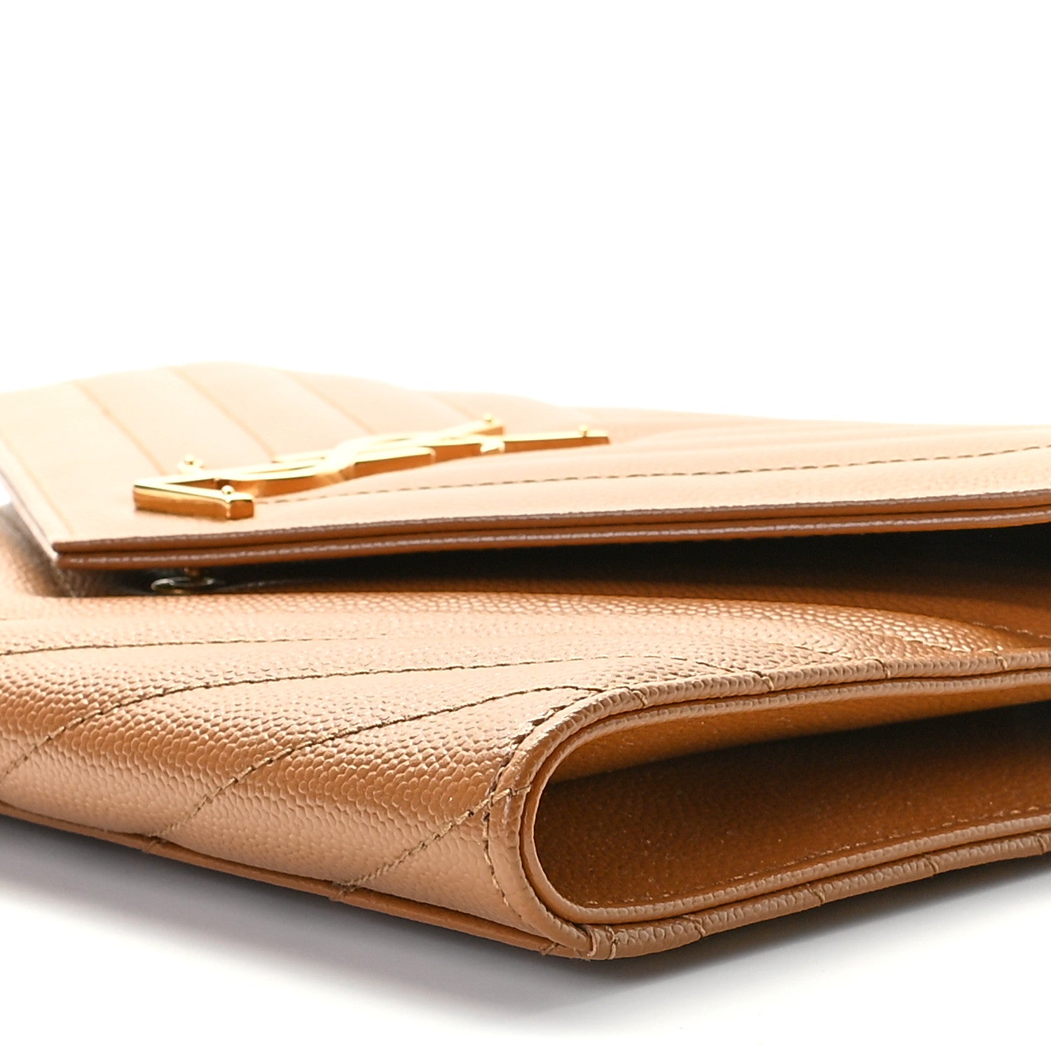 Saint Laurent Grain De Poudre Matelasse Chevron Monogram Cassandre Flap Pouch Natural Dark 7 of 8