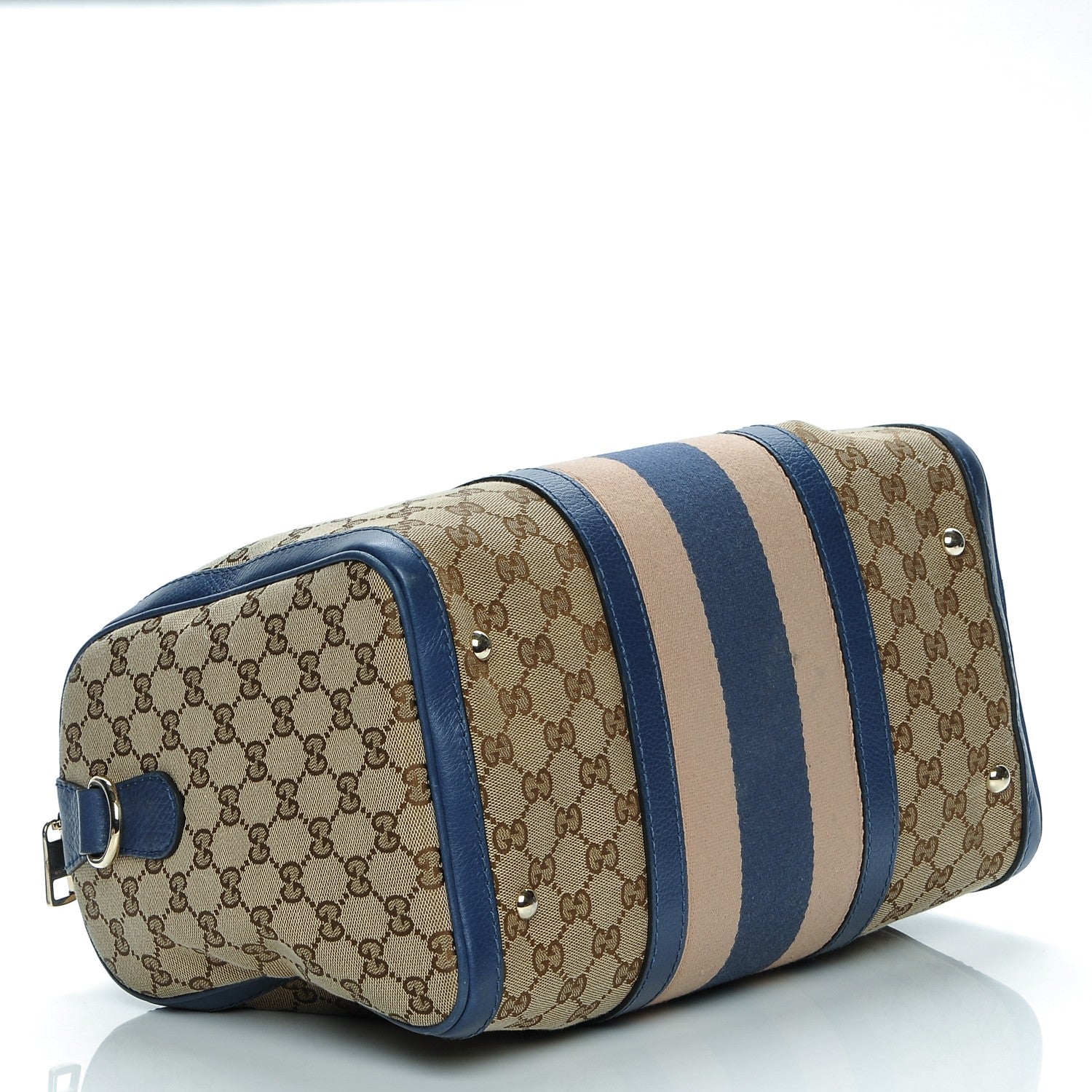 Gucci Monogram Vintage Web Medium Boston Blue 4 of 9