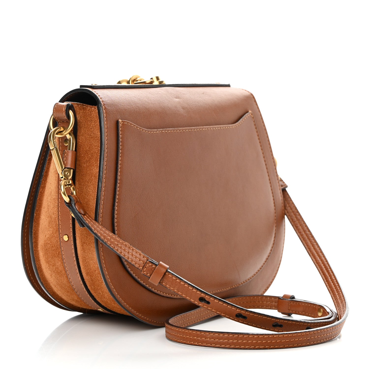 Chloe Calfskin Suede Medium Nile Bracelet Bag Caramel 3 of 19