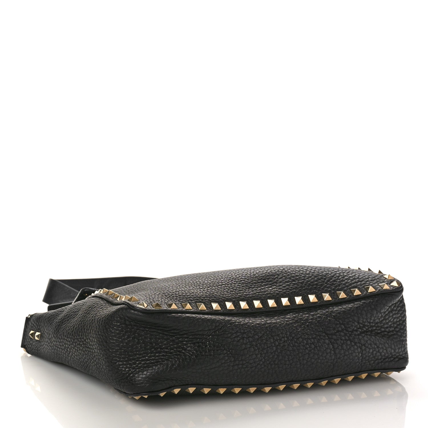 Valentino Garavani Pebbled Calfskin Rockstud Flip Lock Flap Messenger Satchel Black 4 of 9
