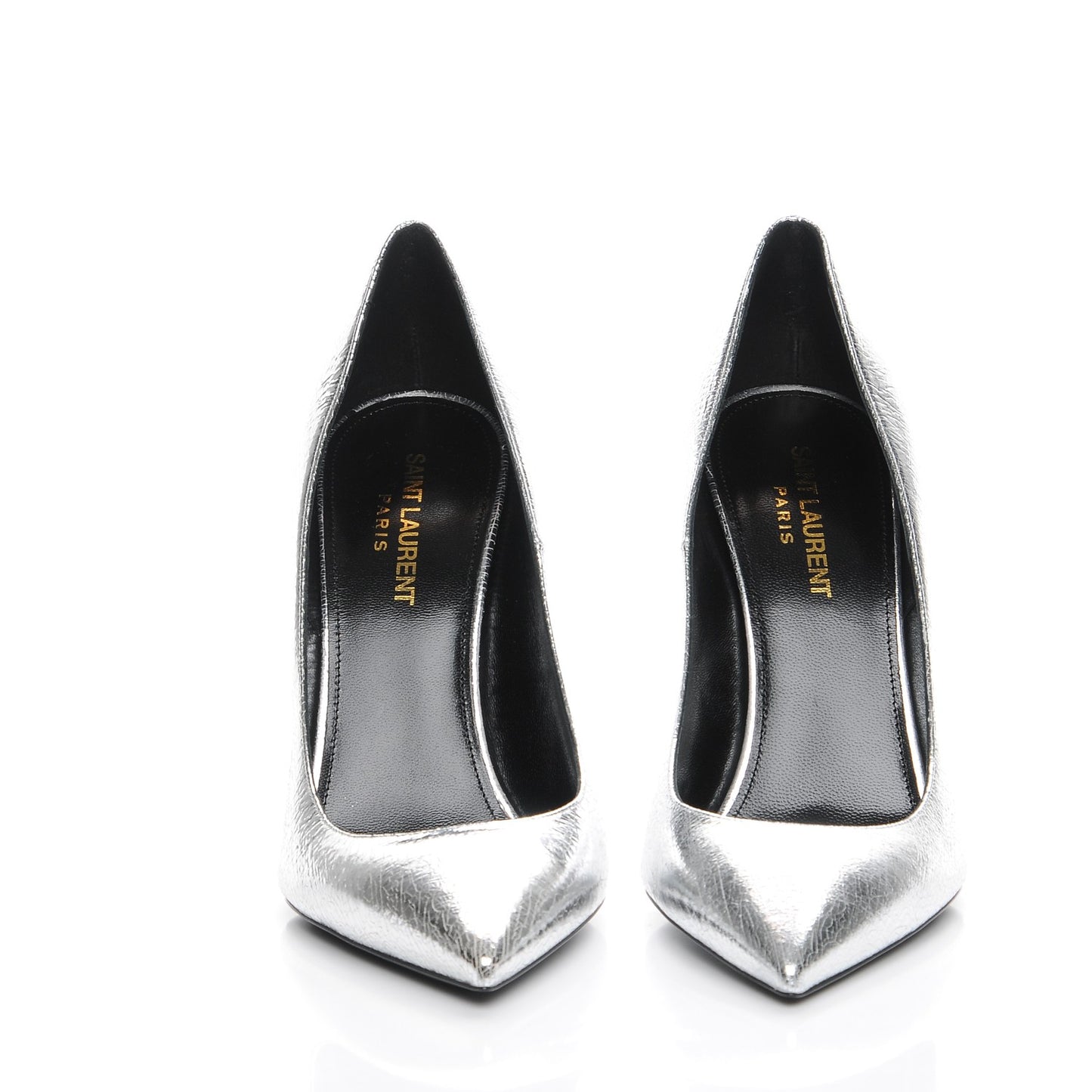 Metallic Cracked Goatskin Anja 105 Pumps 38.5 Argento