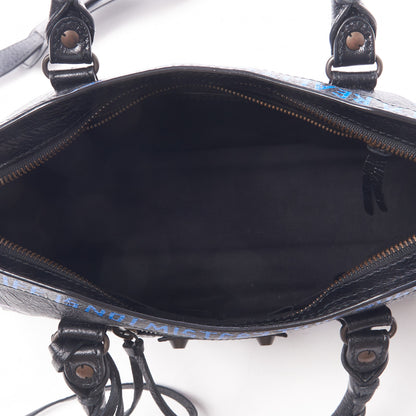 Balenciaga Agneau Arena Graffiti All Over Classic Hardware S City Black Bleu Violet 7 of 9