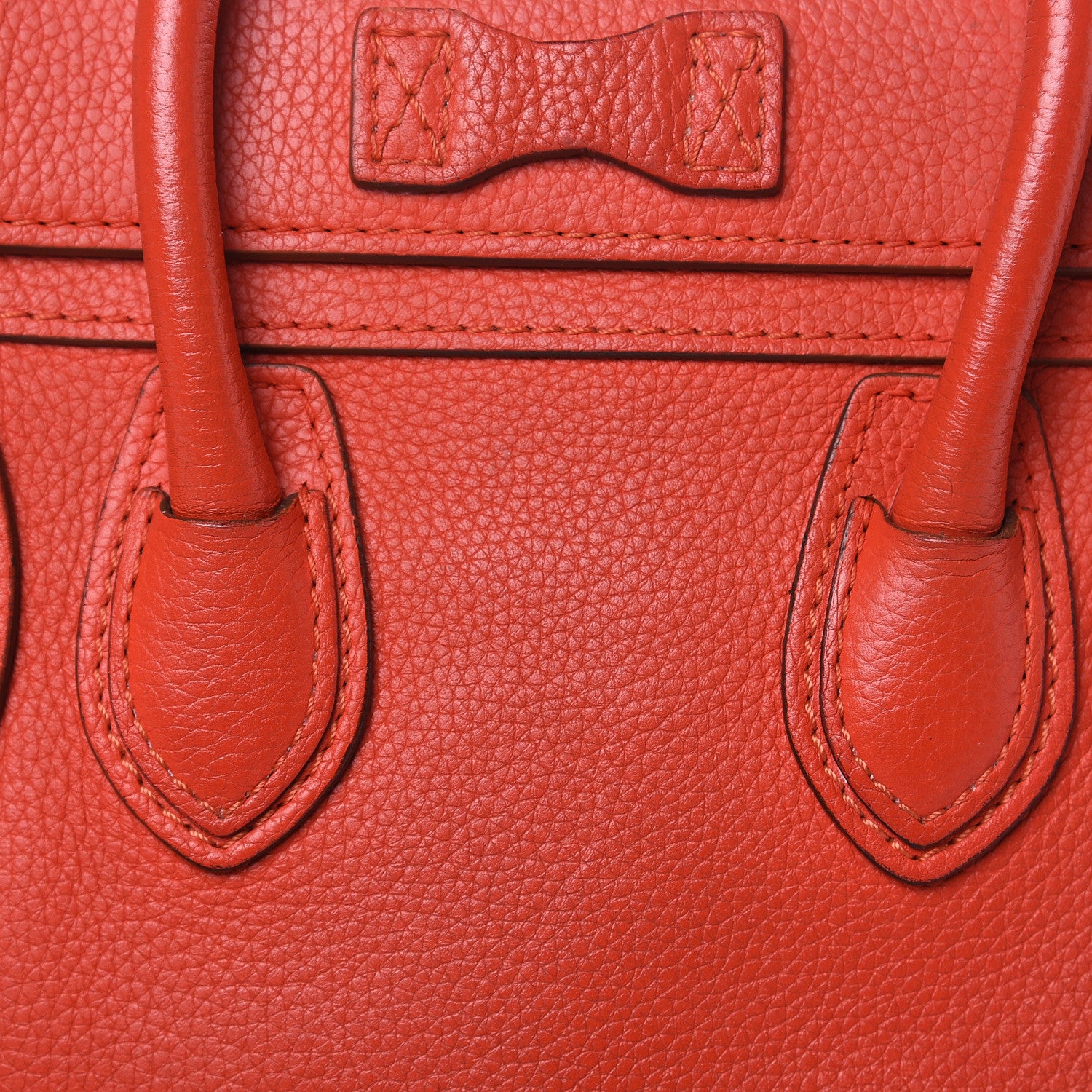 Celine Drummed Calfskin Nano Luggage Vermillion 11 of 13