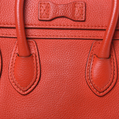 Celine Drummed Calfskin Nano Luggage Vermillion 11 of 13