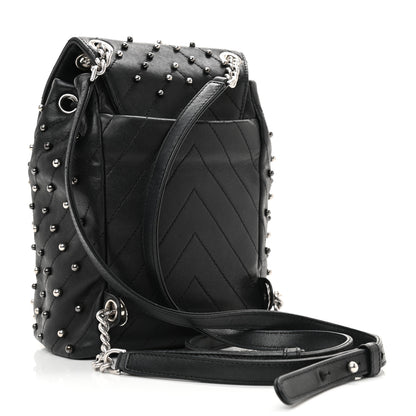 Chanel Lambskin Chevron Quilted Studded Stud Wars Backpack Black 2 of 10
