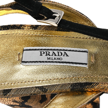 Prada Jacquard Lurex Platform Pumps 40 Gold 9 of 9