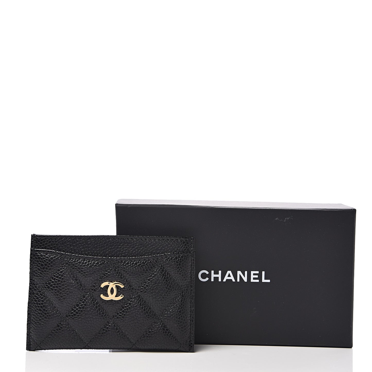 Caviar Quilted Card Holder Black