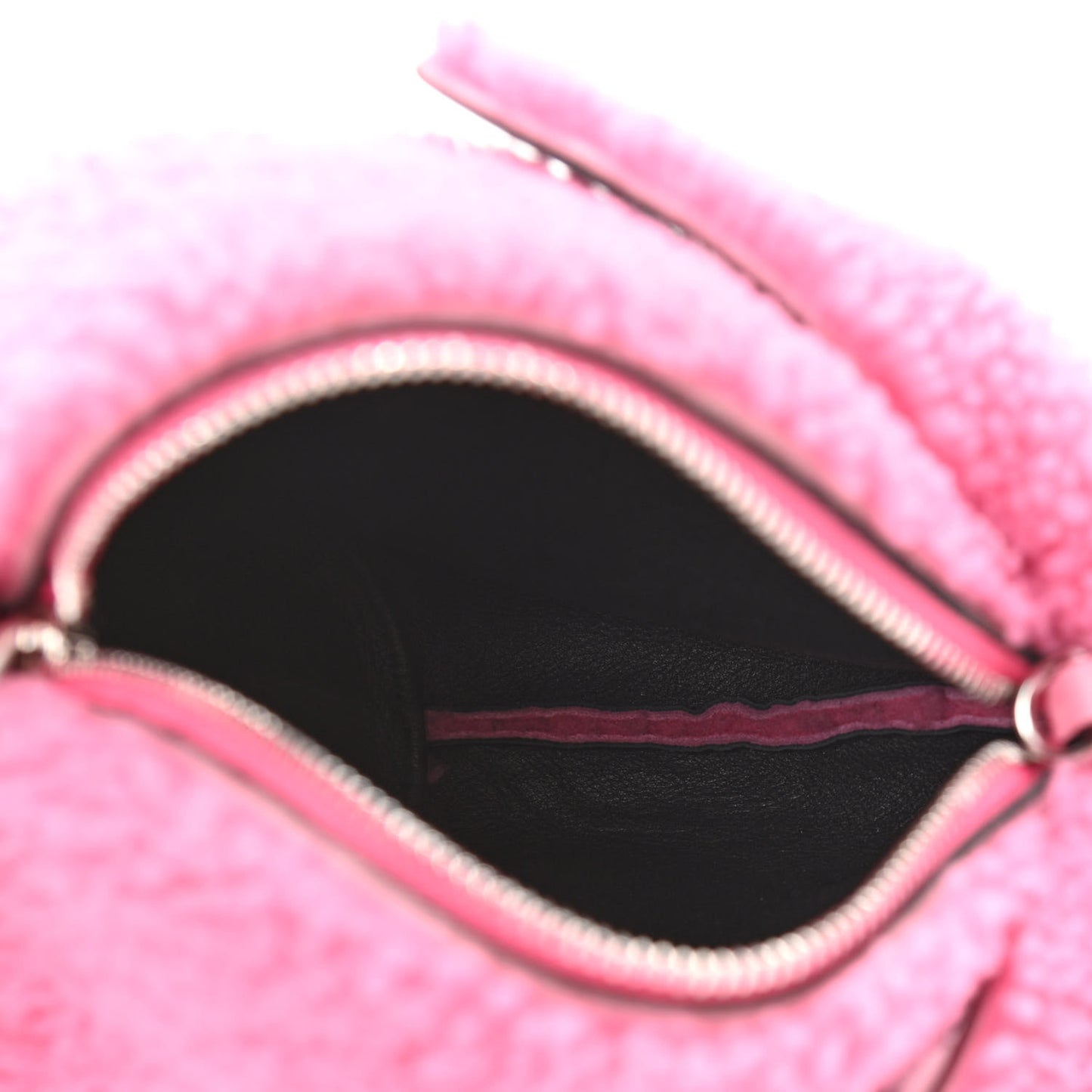 Shearling Mini Bunny Crossbody Bag Dark Pink