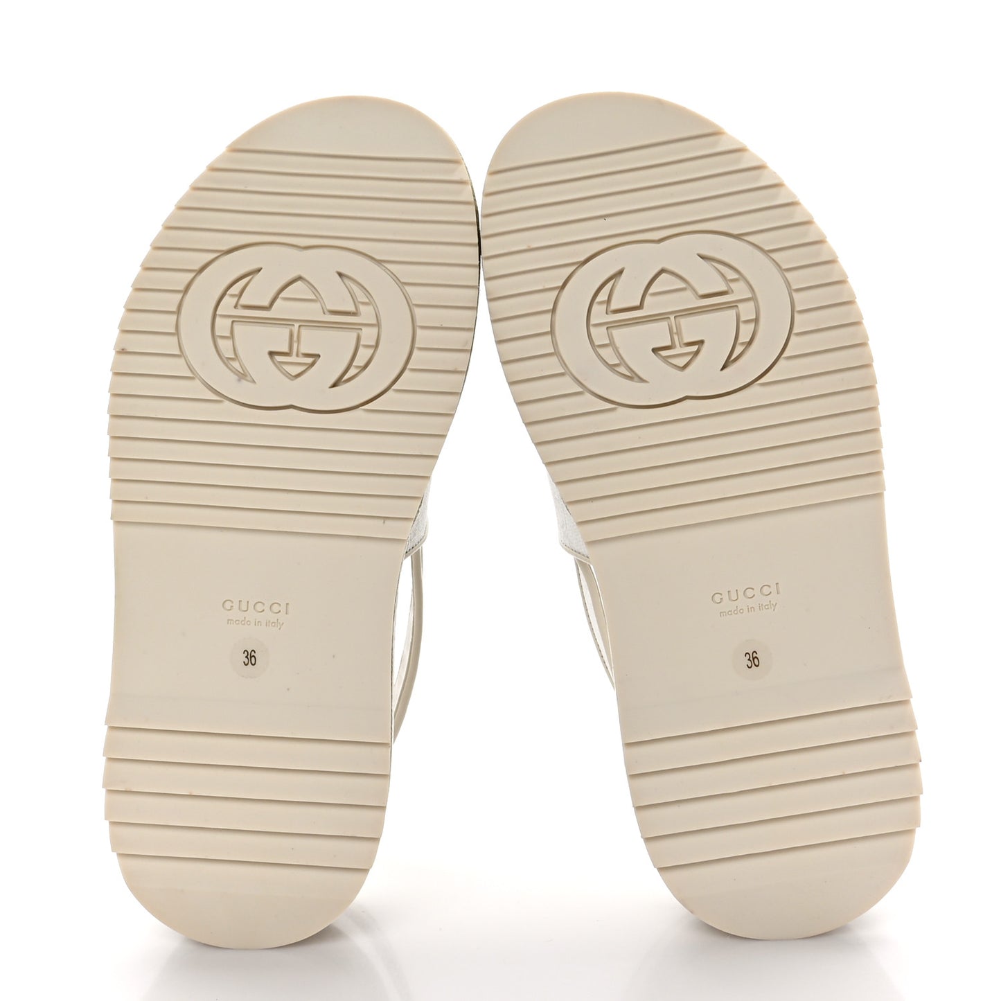 GG Supreme Monogram Granada Kid Angelina Platform 35mm Slingback Sandals 36 White Mystic White