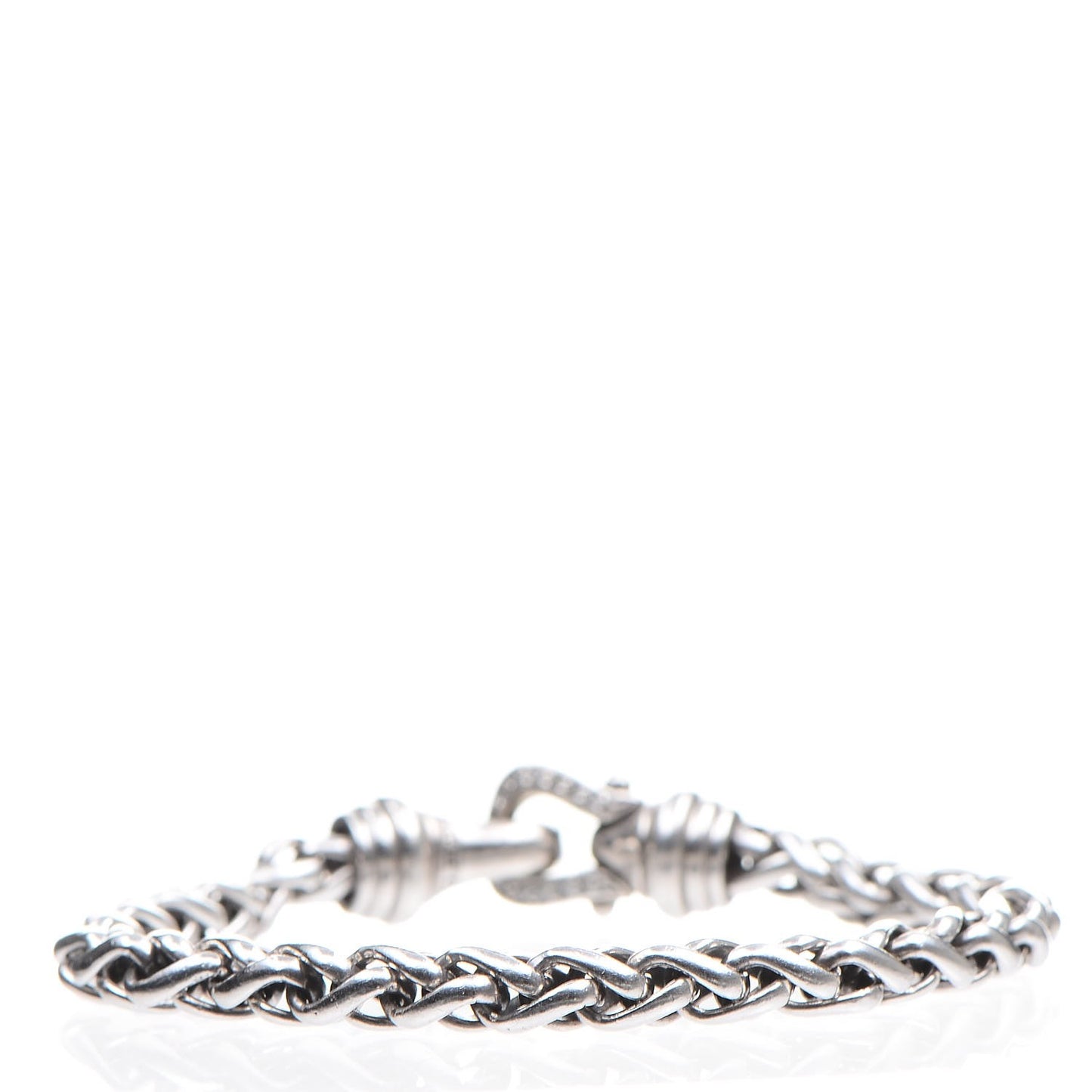 Sterling Silver Diamond 6mm Wheat Chain Bracelet L