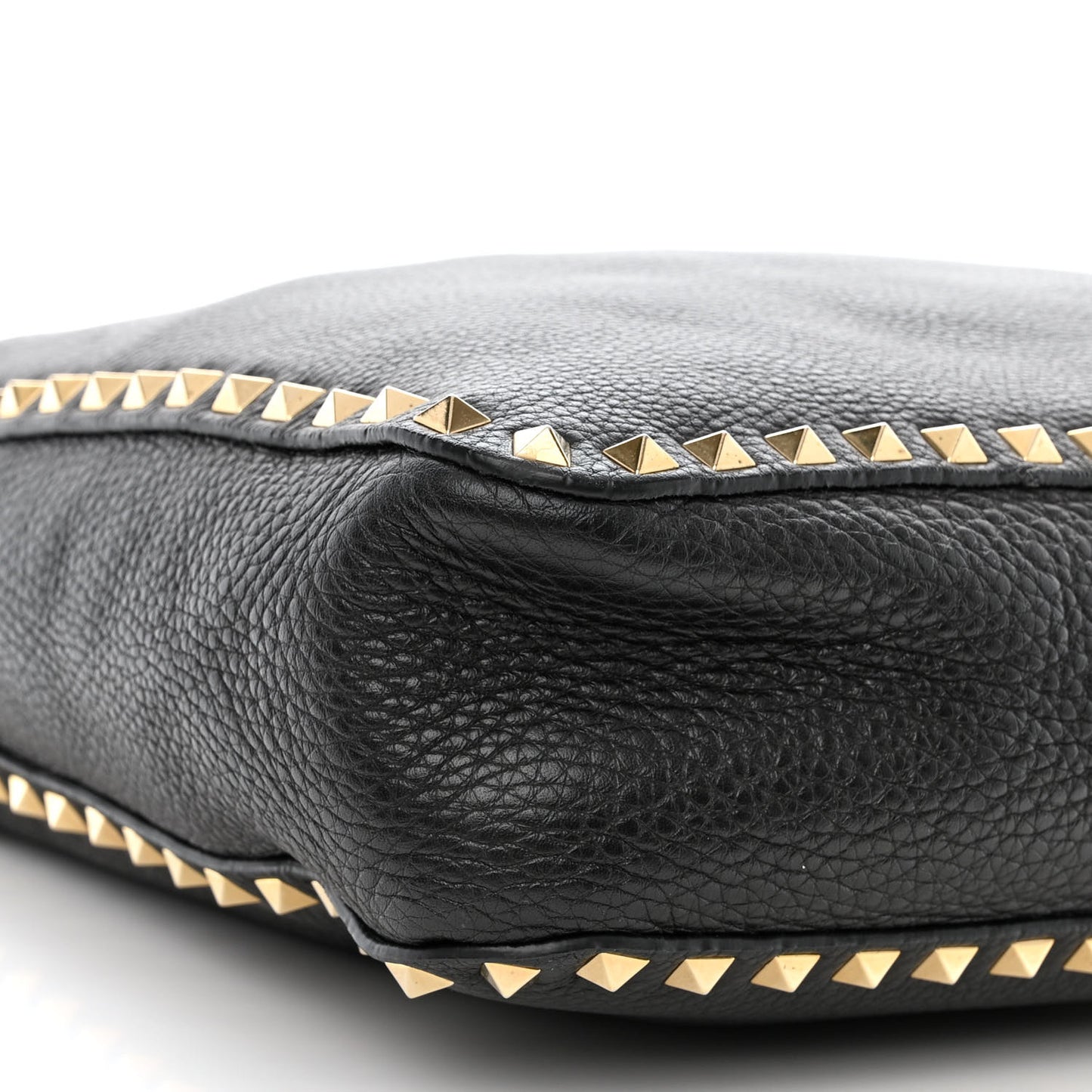 Pebbled Calfskin Large Rockstud Flip-Lock Messenger Bag Black