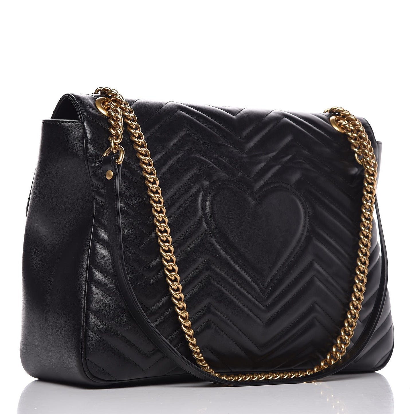 Calfskin Matelasse Large GG Marmont Shoulder Bag Black