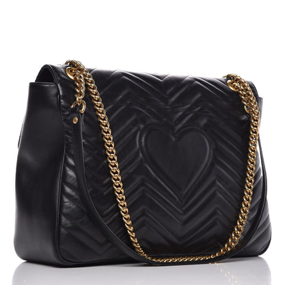 Gucci Calfskin Matelasse Large GG Marmont Shoulder Bag Black 3 of 12