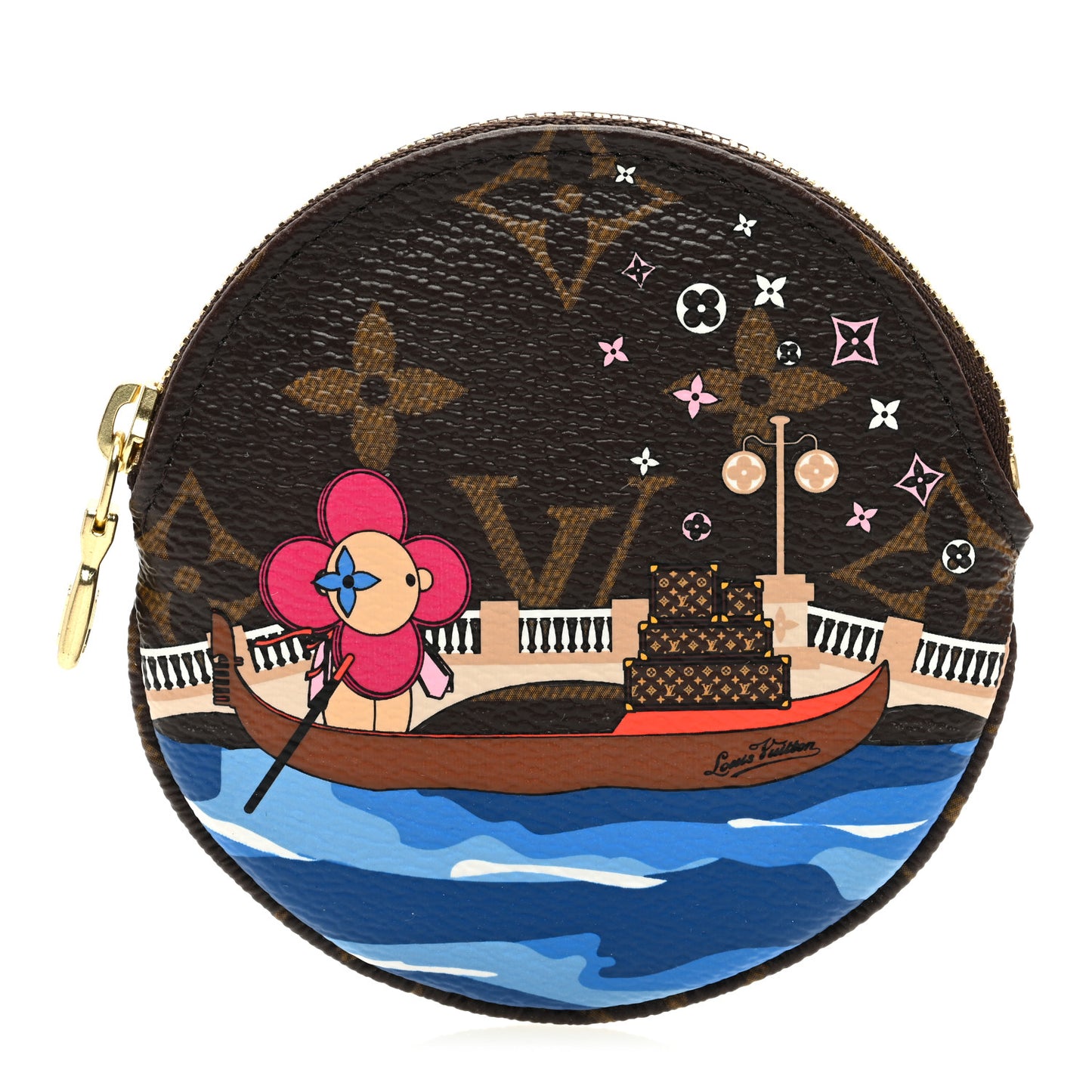 Monogram 2019 Christmas Animation Round Coin Purse Blue
