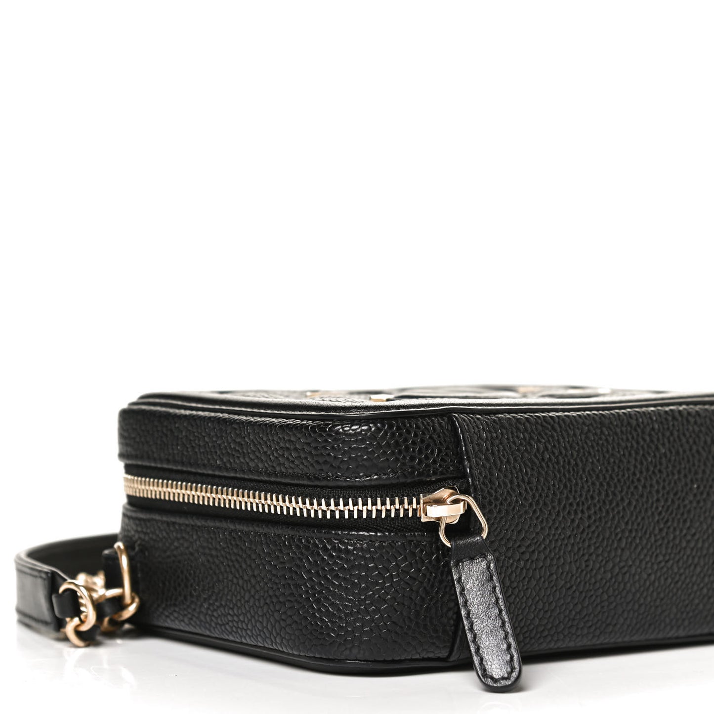 Caviar Quilted CC Filigree Vanity Clutch With Chain Black