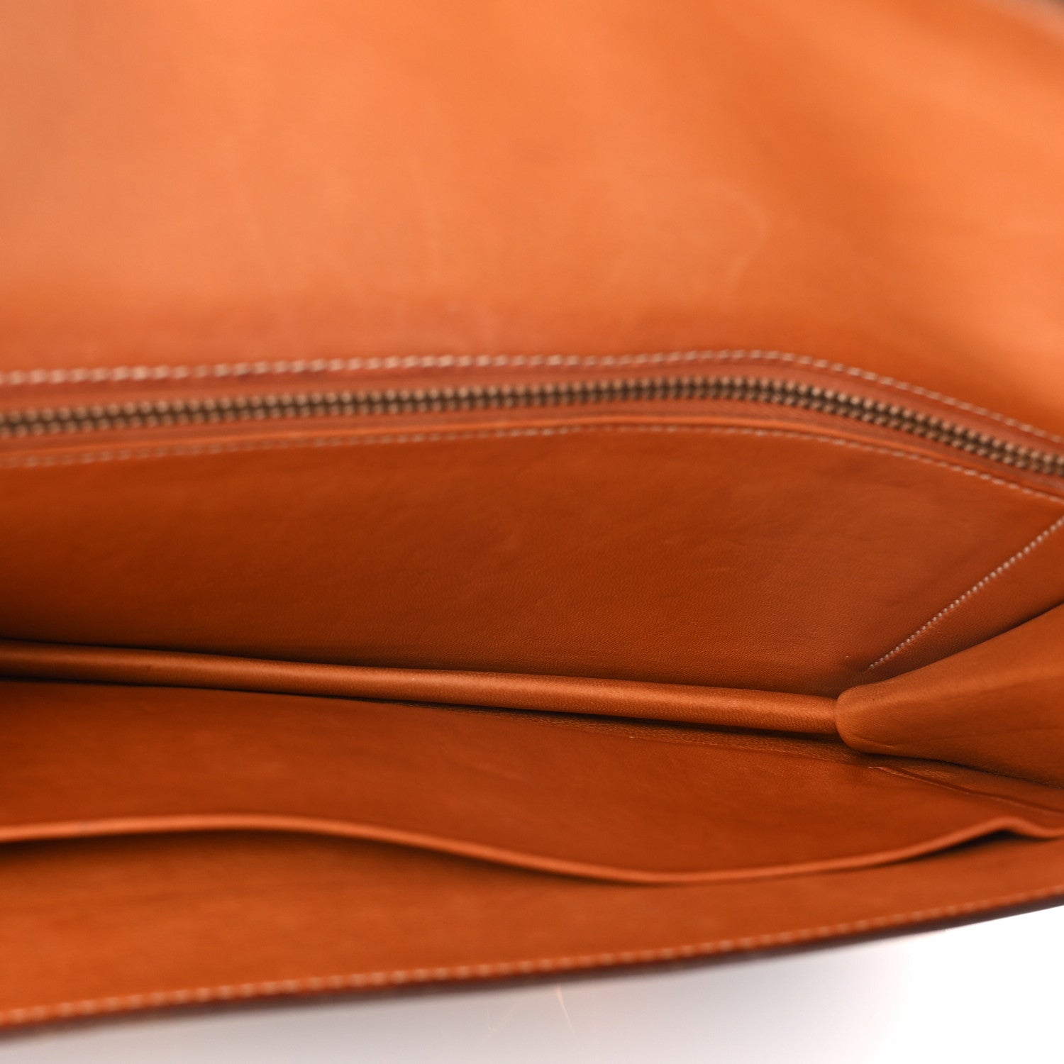 Hermes Canvas Courchevel Medor Clutch Gold Brown 5 of 6