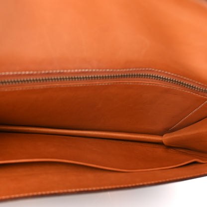 Hermes Canvas Courchevel Medor Clutch Gold Brown 5 of 6