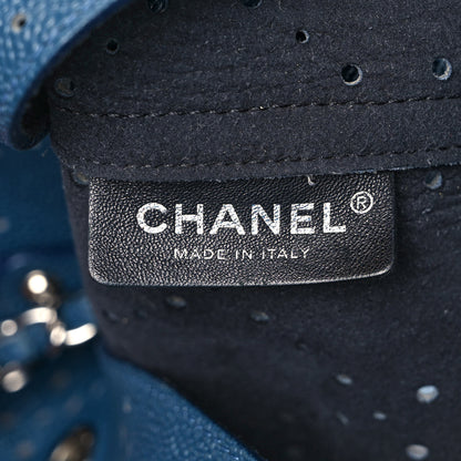 Chanel Caviar Perforated Large Drawstring CC Bag Blue 7 of 11
