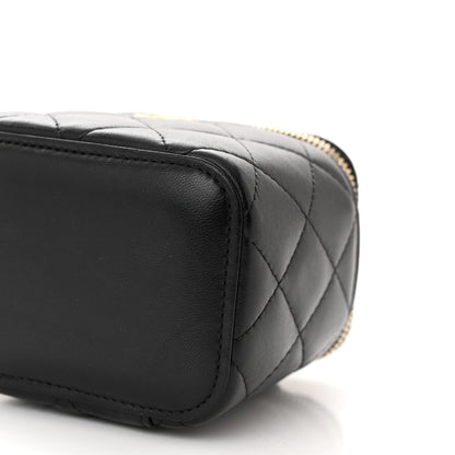 Chanel Lambskin Quilted Mini Pearl Crush Vanity Case With Chain Black 10 of 10