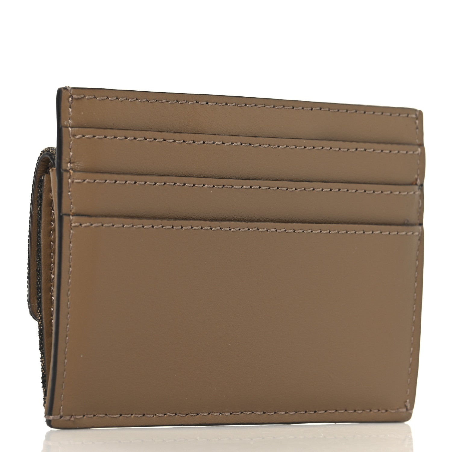 Fendi Fabric Jacquard FF 1974 Fold Over Card Holder Wallet Tobacco