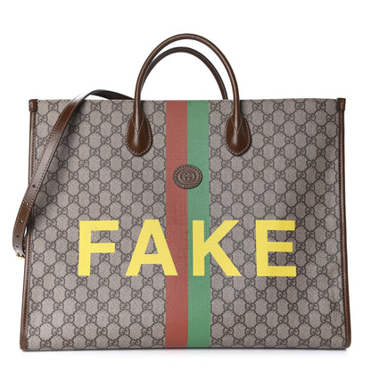 Gucci GG Supreme Monogram Fake/Not Large Retro Interlocking G Tote Bag Beige Brown Sugar 1 of 13
