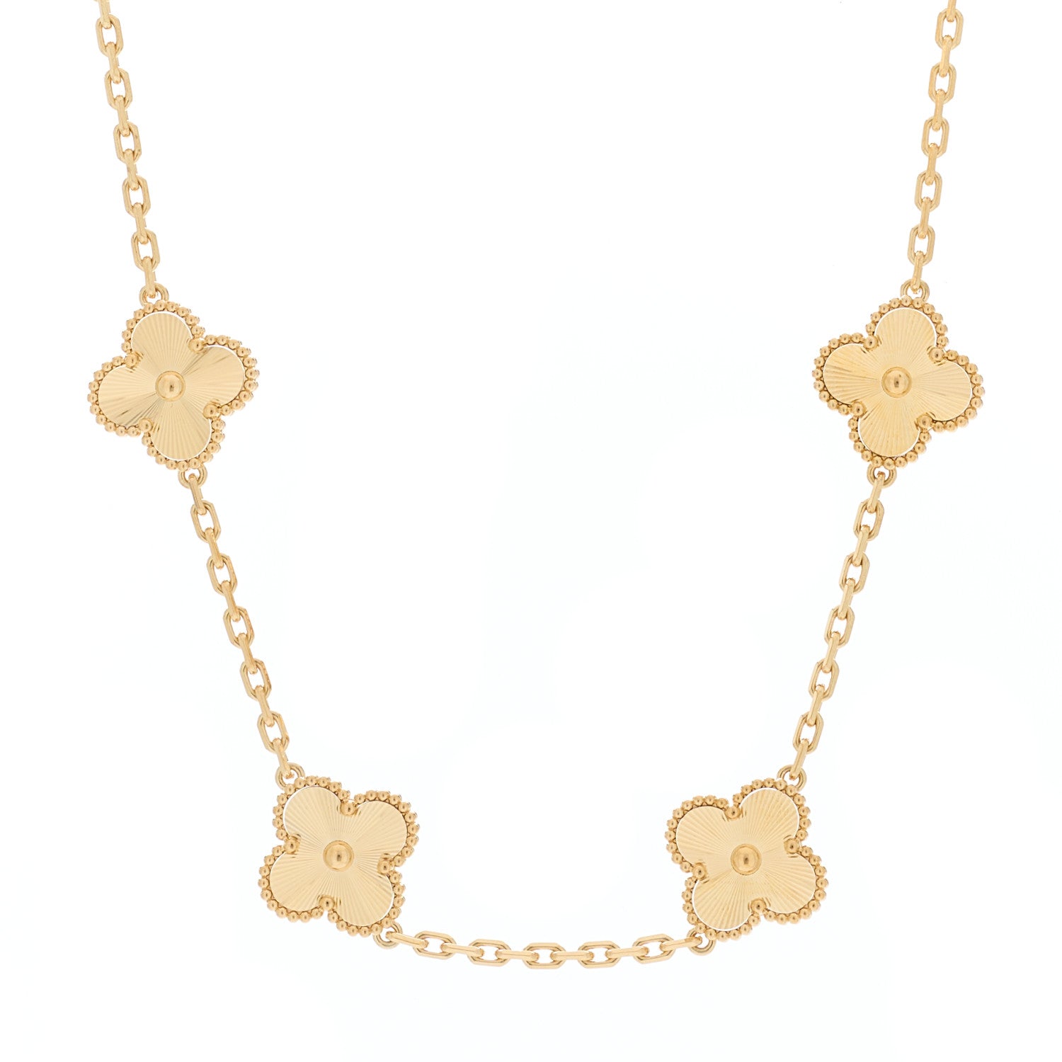 Van Cleef & Arpels 18K Yellow Gold 10 Motifs Guilloche Vintage Alhambra Necklace 1 of 6