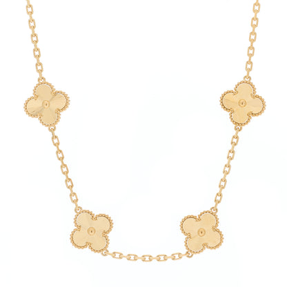 Van Cleef & Arpels 18K Yellow Gold 10 Motifs Guilloche Vintage Alhambra Necklace 1 of 6