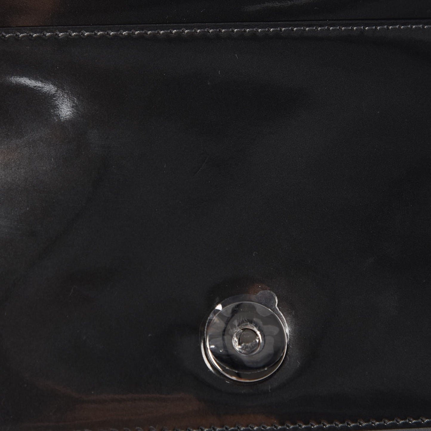 Metallic Patent Micro-Cannage Diorama Wallet on Chain Pouch Onyx Black