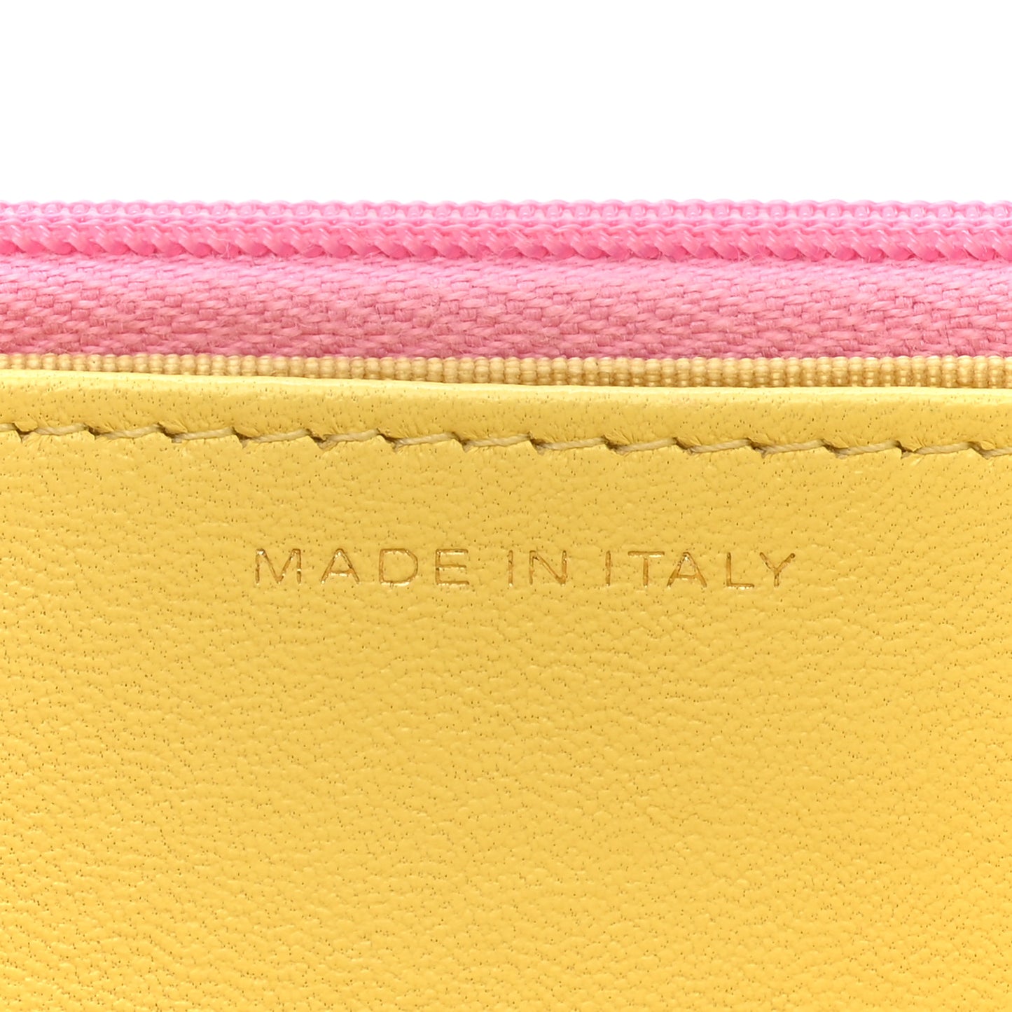 Lambskin Quilted Wallet On Chain WOC Pink Yellow