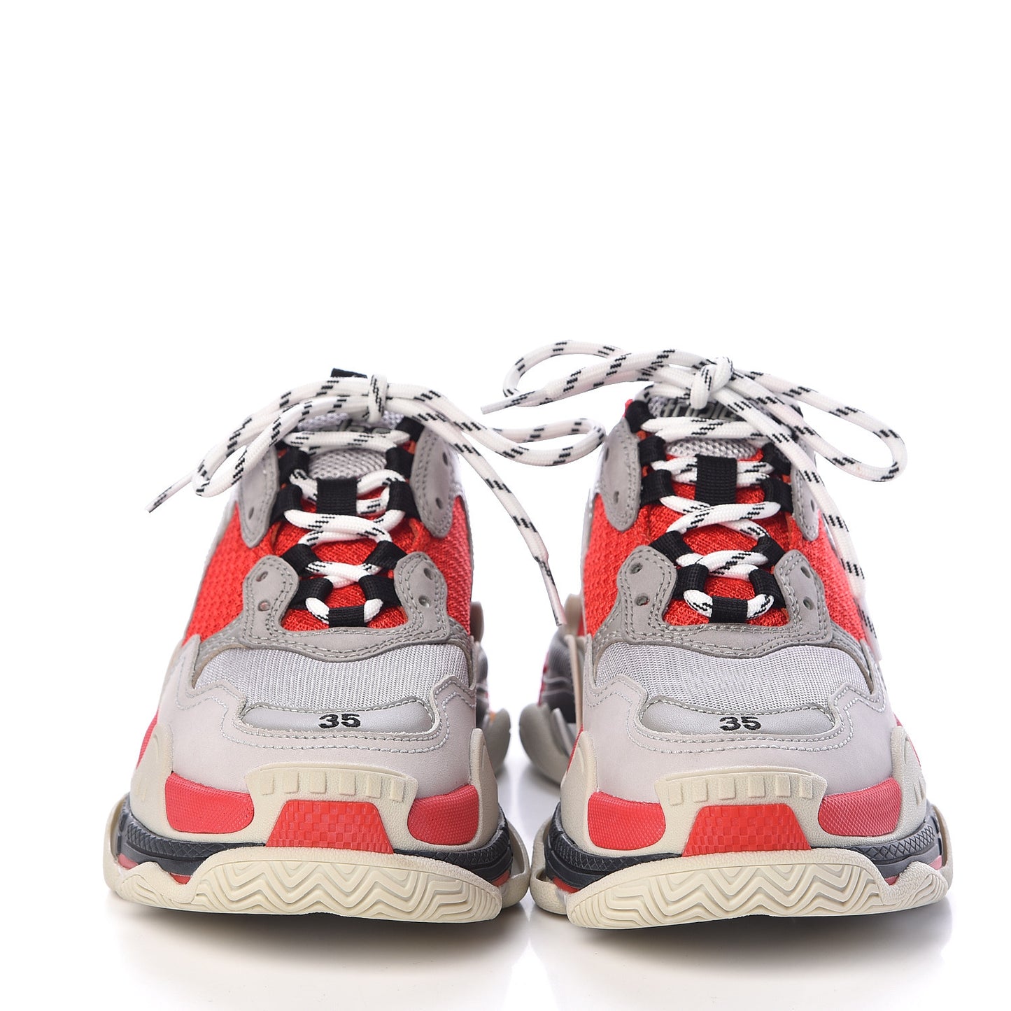 Fabric Mesh Womens Triple S Sneakers 35 Red Grey White
