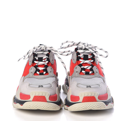 Balenciaga Fabric Mesh Womens Triple S Sneakers 35 Red Grey White 2 of 8