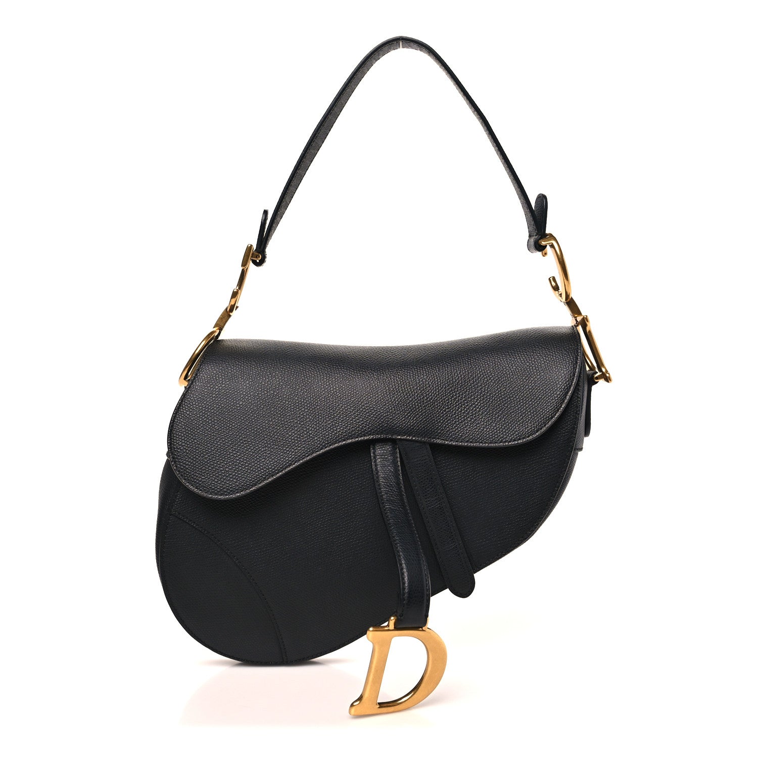 Christian Dior Grained Calfskin Saddle Bag Black 1 of 9