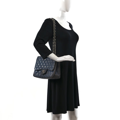 Chanel Lambskin Perforated Jumbo Single Flap Blue 2 of 19